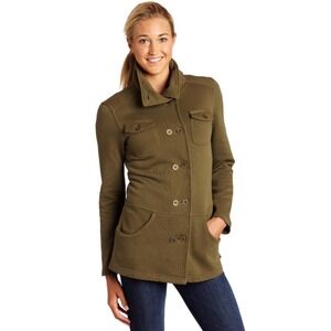 prAna Tori Jacket Medium Military Style Olive Green Button Up Stand Collar Women